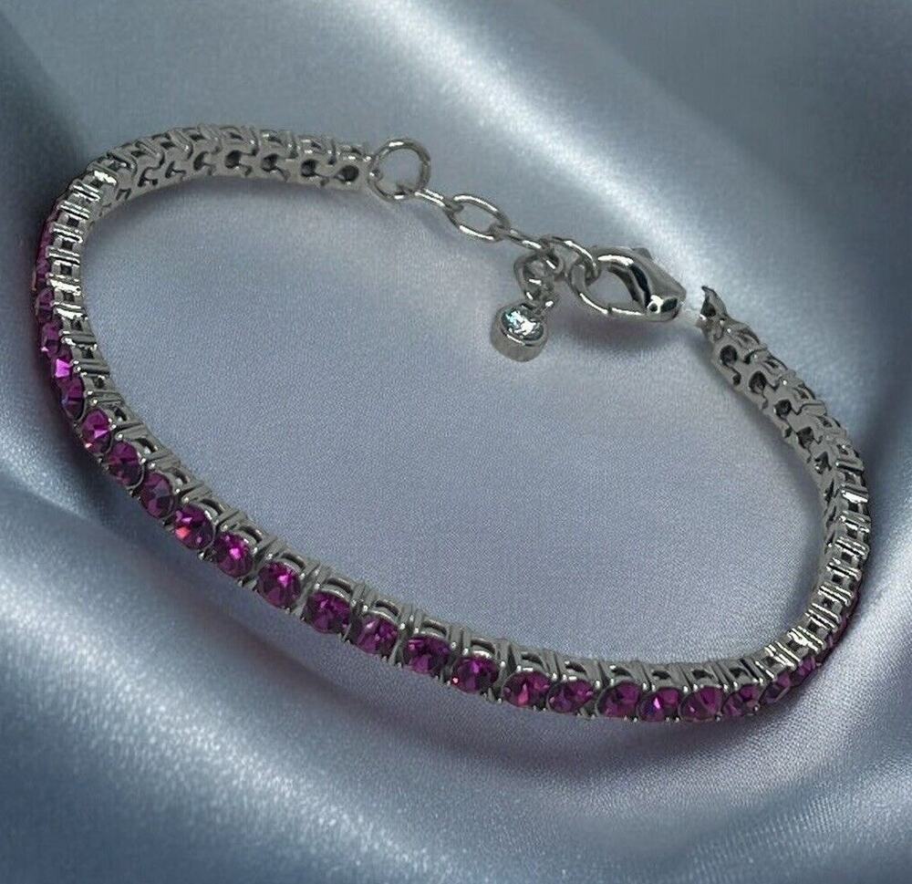 Silver Tone Flex Tennis Bracelet Fashion Stylish Trendy Shiny Chic Crystal NEW